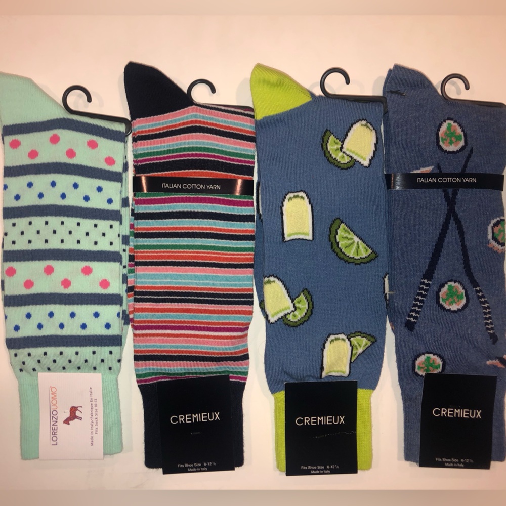 Pack #4- Men's Colorful Patterned Socks - the sushi tequila 4 pack bundle